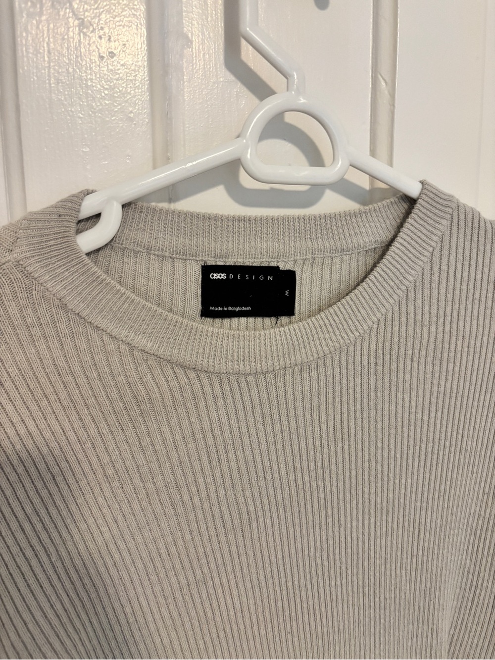 Men's Ribbed Crewneck Sweater in Light Gray